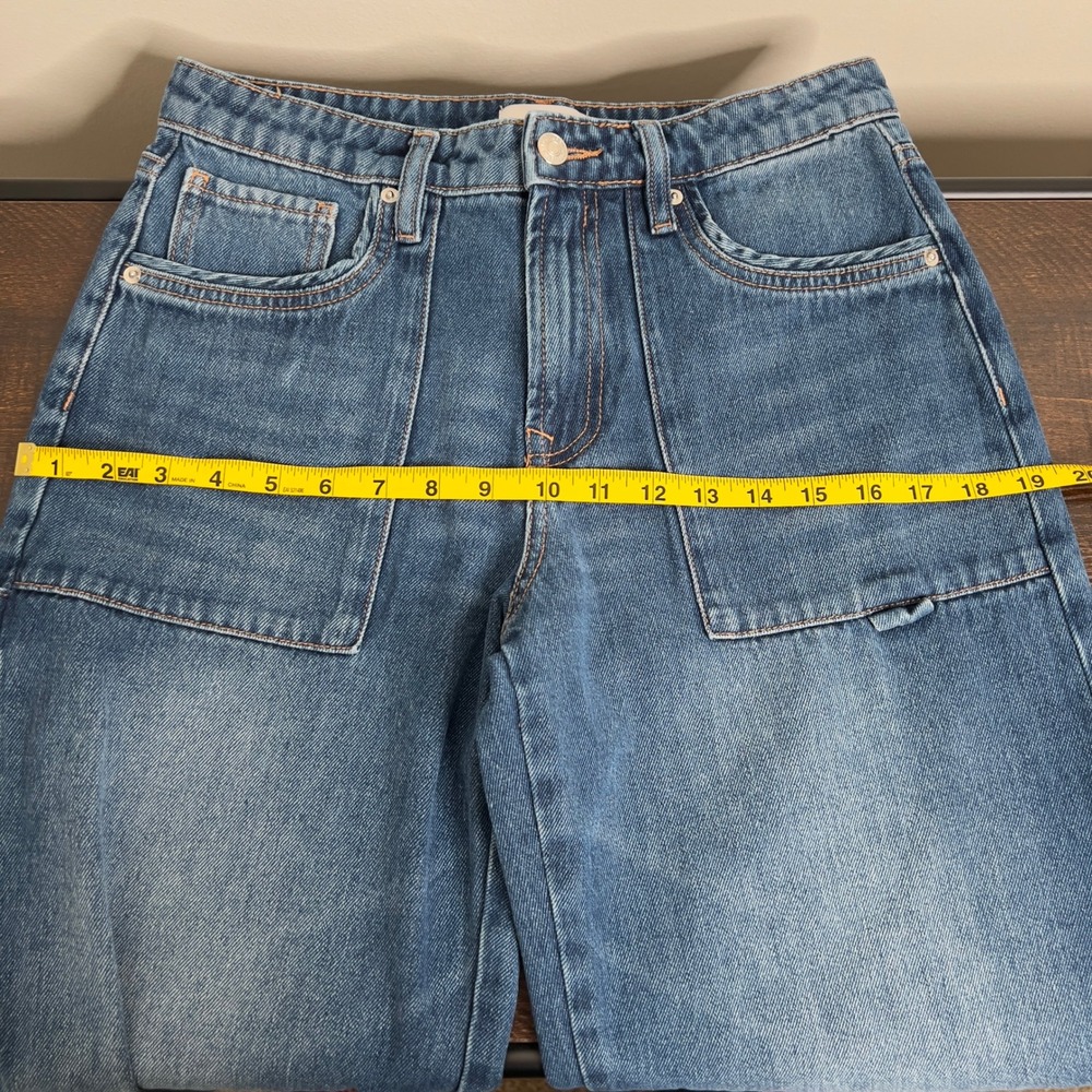 Forever 21 Womens Straight Leg Carpenter Jeans Blue Medium Wash Size 27 Utility - Picture 5 of 16